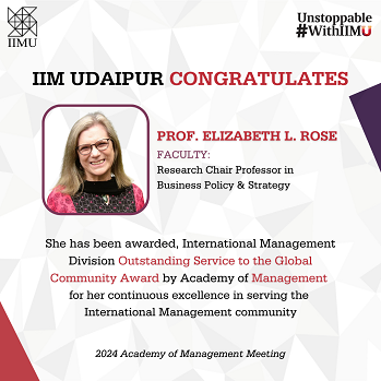 Prof Elizabeth Rose was awarded the International Management Division's Outstanding Service to the Global Community award